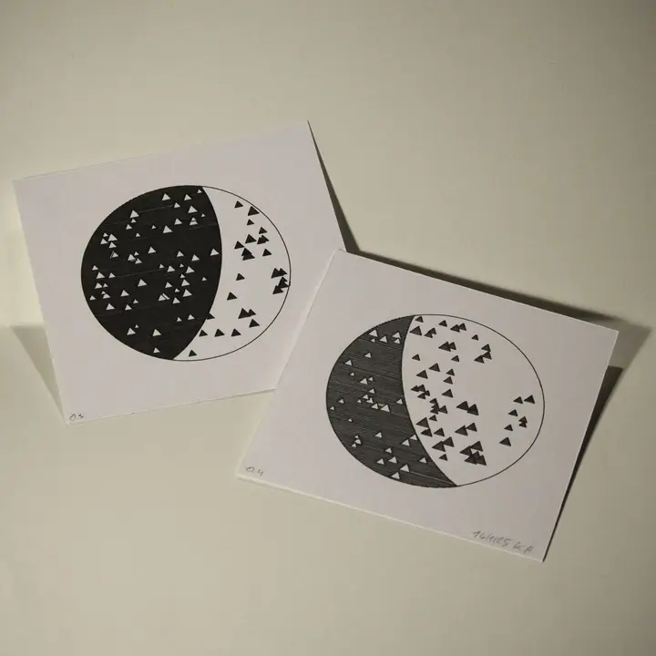 Two similar drawings side by side, presented on an off-white background.